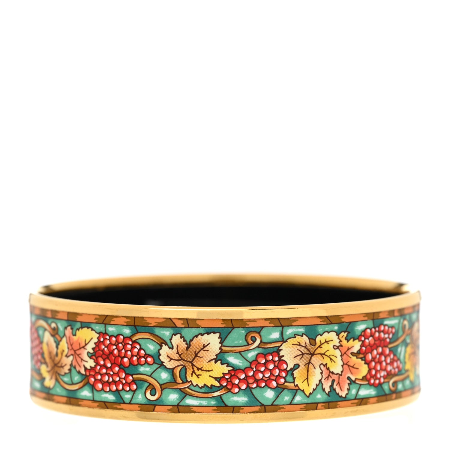 Hermes Enamel Printed Wide Grape Vine Bracelet 70 3 of 5