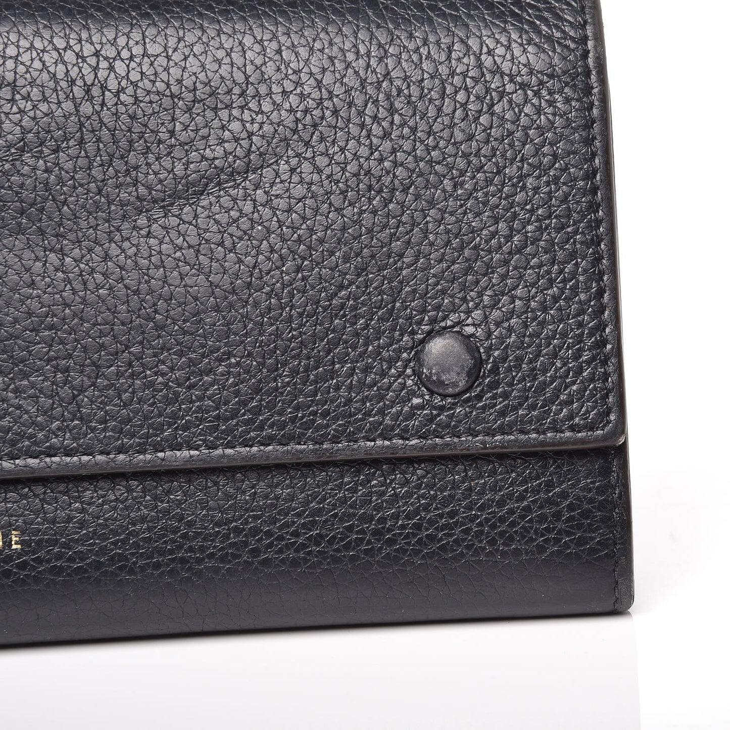 Drummed Calfskin Large Multifunction Flap Wallet Black