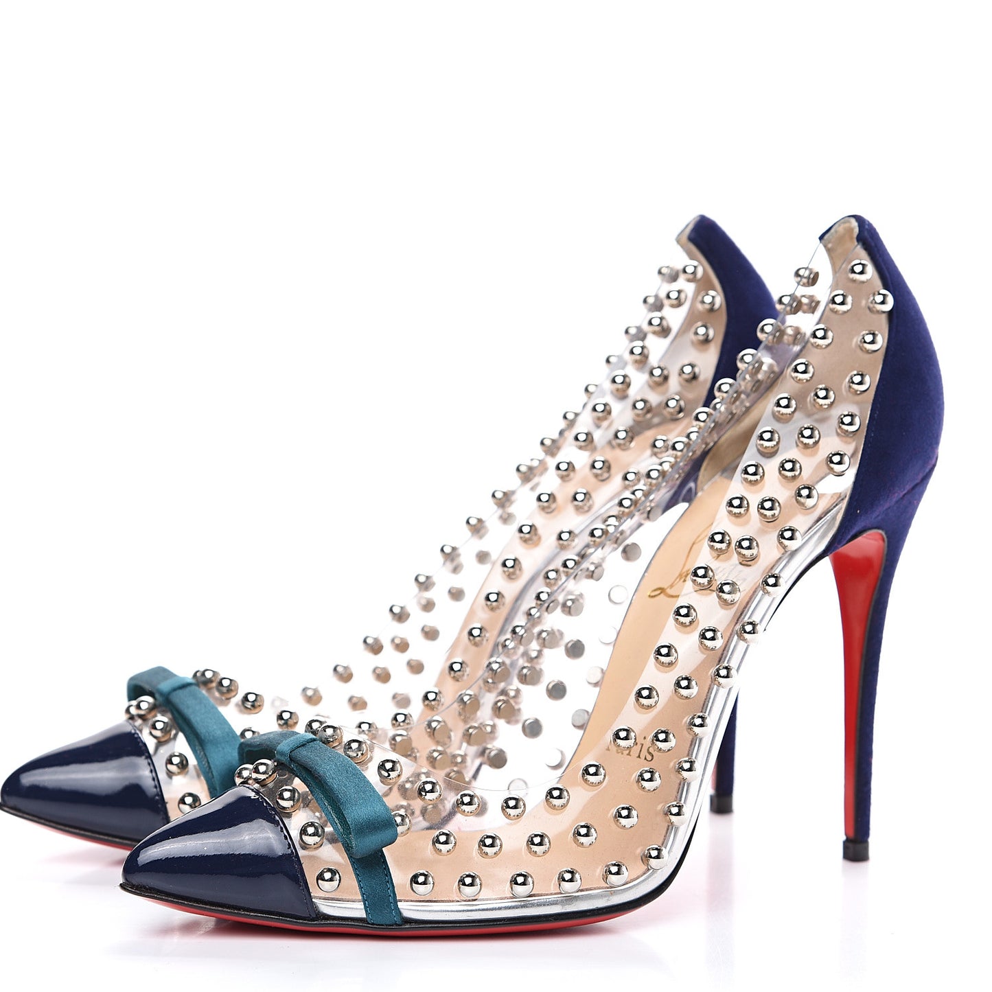 Suede Patent Studded Bille et Boule 100 Pumps 38 Navy
