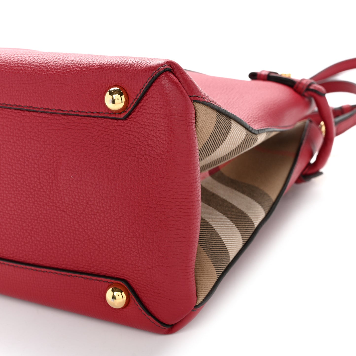 Grainy Calfskin House Check Medium Banner Tote Red