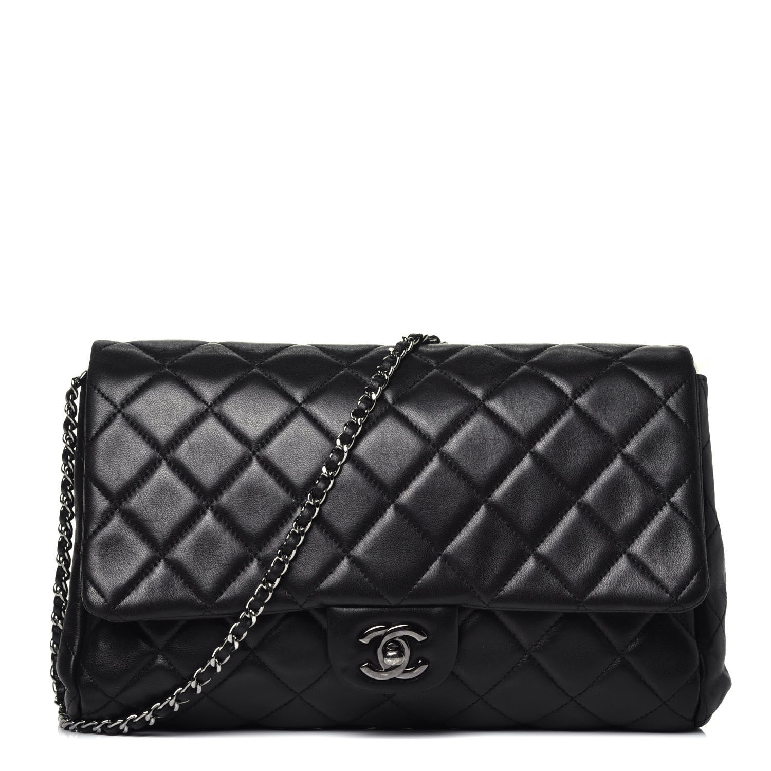 Chanel Lambskin Quilted Clutch With Chain Flap Black 1 of 9