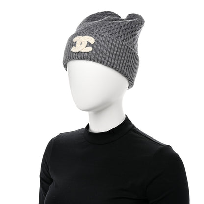 Chanel Cashmere CC Beanie Hat Grey 2 of 6