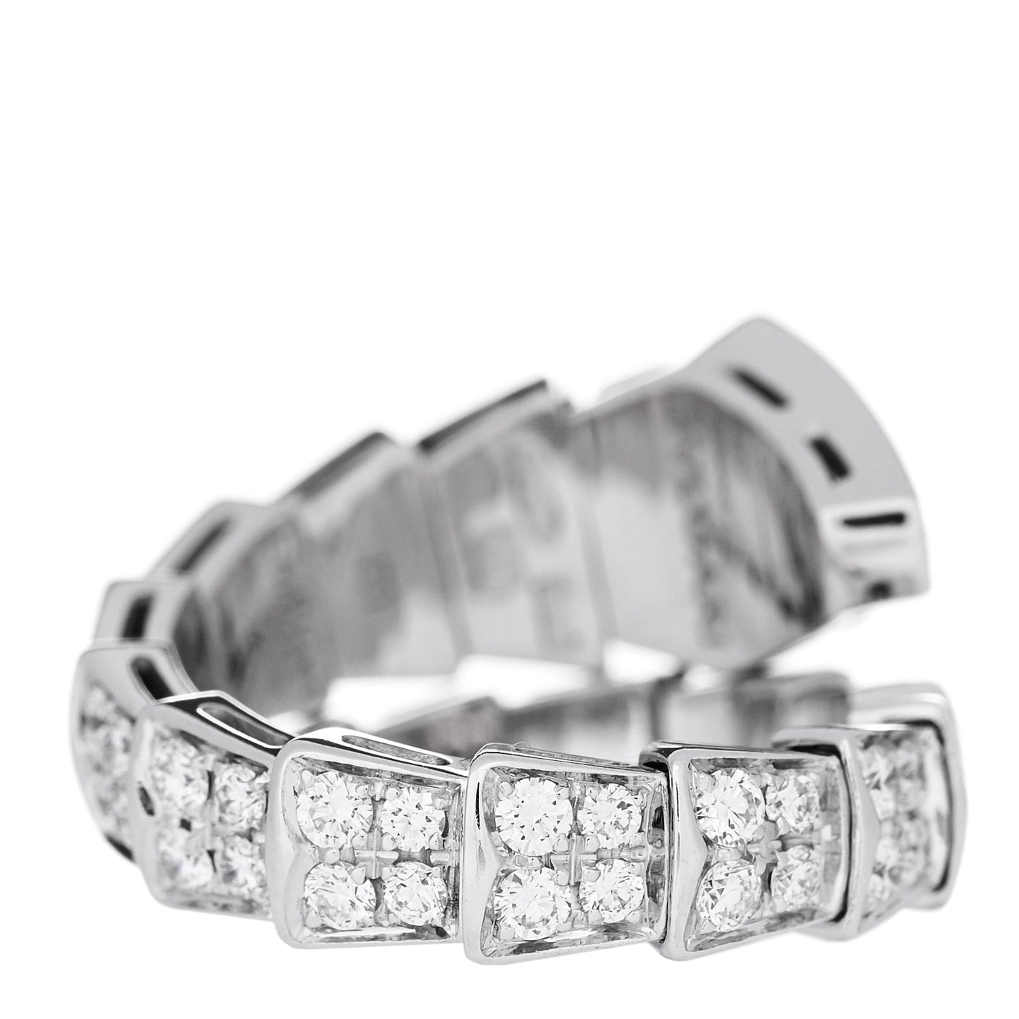 18K White Gold Diamond One-Coil Serpenti Viper Ring M