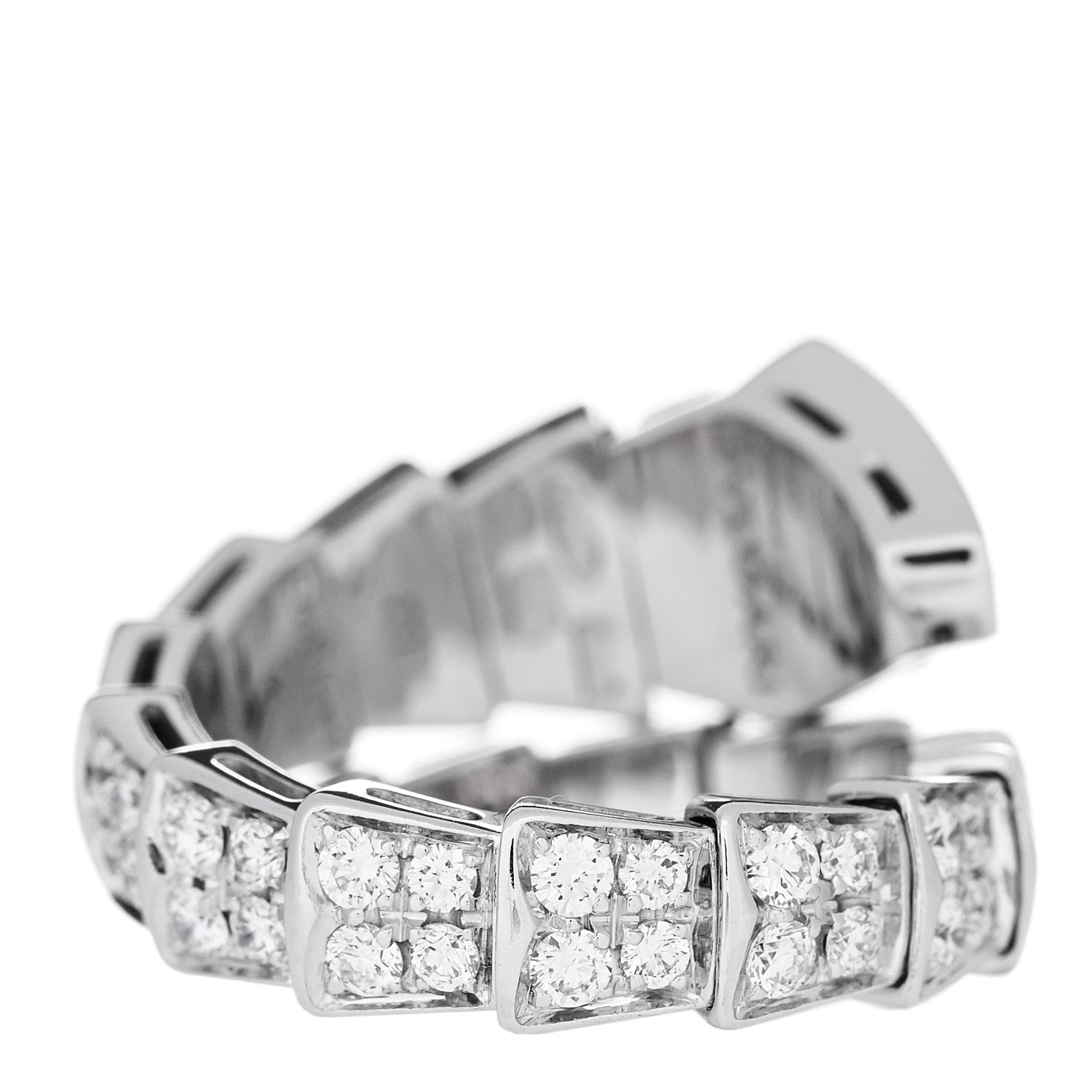 Bulgari 18K White Gold Diamond One-Coil Serpenti Viper Ring M 3 of 4