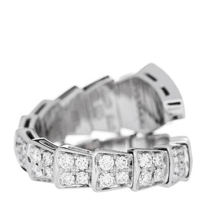Bulgari 18K White Gold Diamond One-Coil Serpenti Viper Ring M 3 of 4