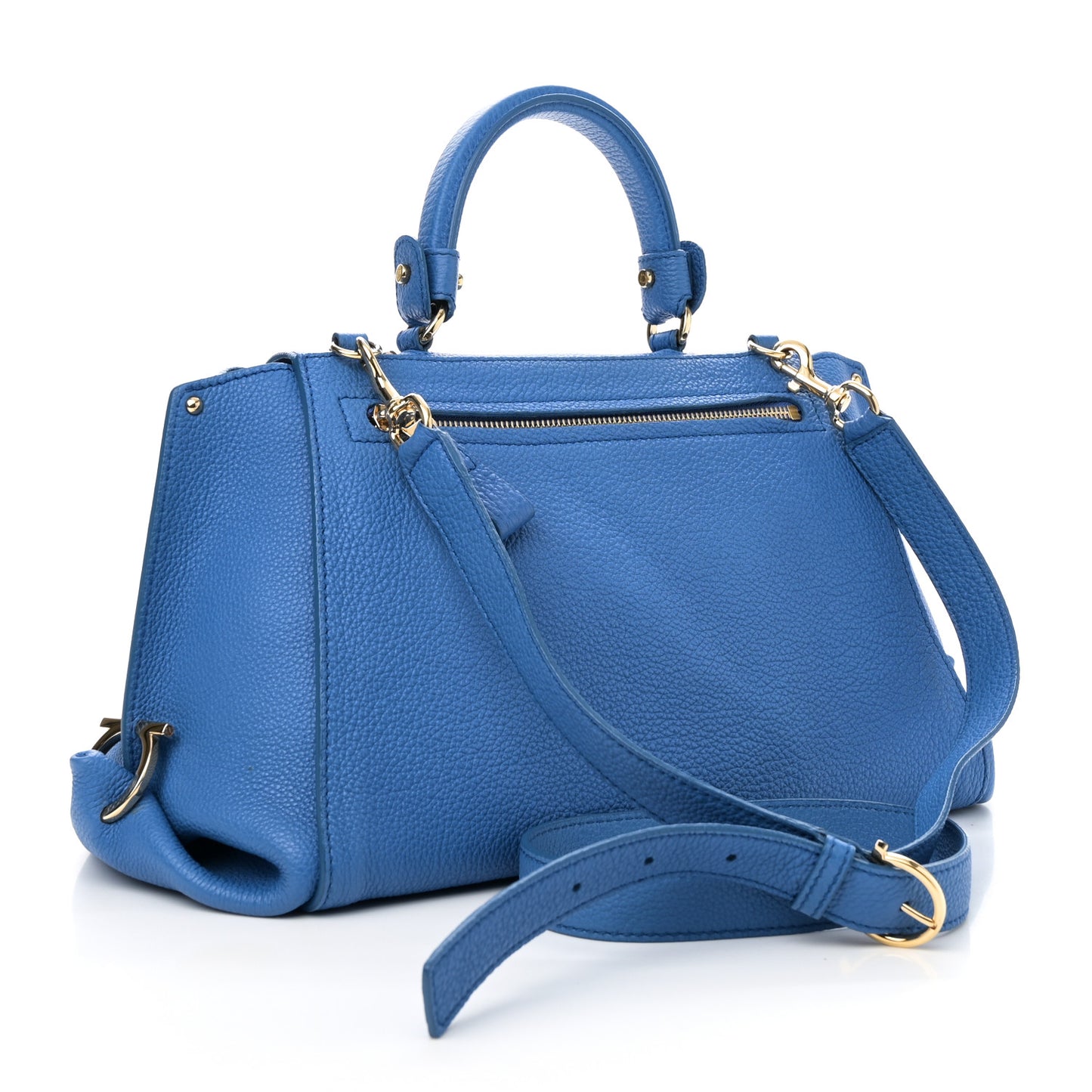 Grained Calfskin Medium Sofia Satchel Blue