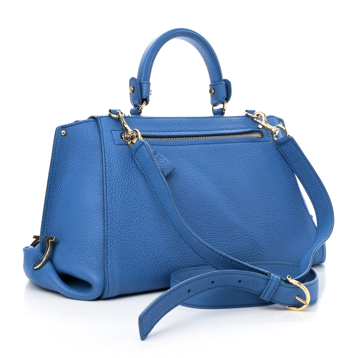 Salvatore Ferragamo Grained Calfskin Medium Sofia Satchel Blue 3 of 9