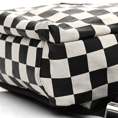 Saint Laurent Calfskin Checked Print Nuxx Backpack Black White 10 of 12
