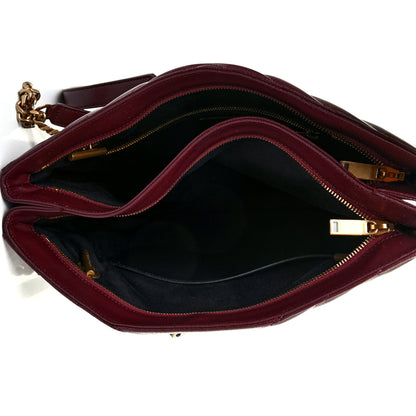 Saint Laurent Grain de Poudre Matelasse Chevron Medium Tribeca Shopping Bag Rouge Legion 4 of 4