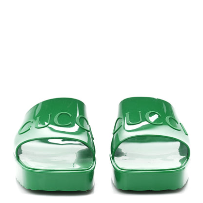 Gucci Rubber Gucci Logo Womens Platform 20/60mm Slide Sandals 40 New Shamarock 2 of 9
