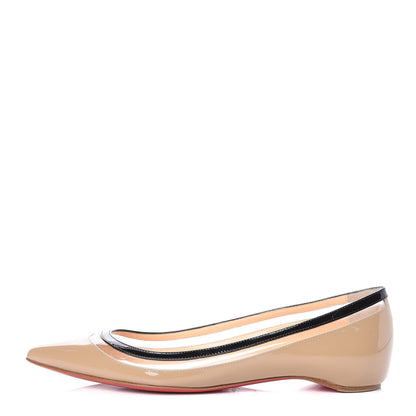 Christian Louboutin Patent PVC Paulina Flats 35.5 Beige Black 1 of 9