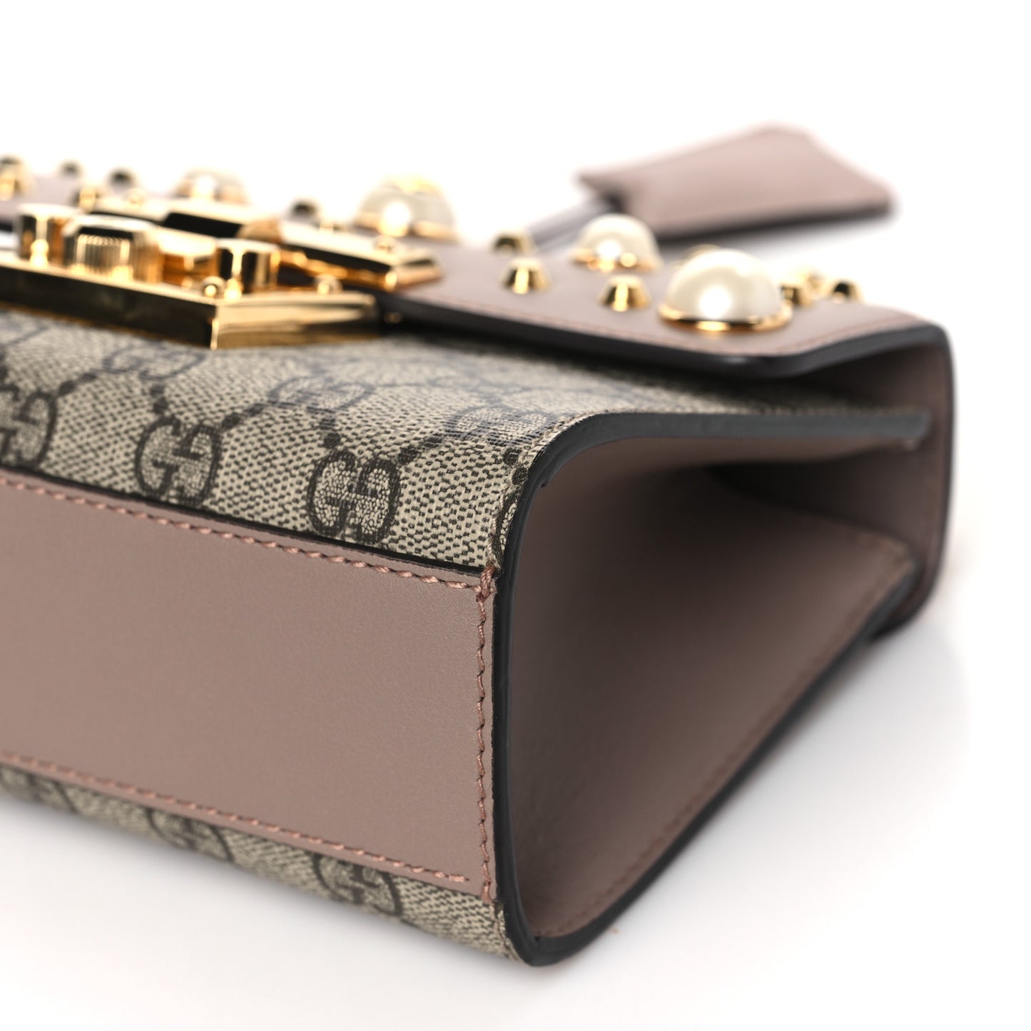 GG Supreme Monogram Studded Small Padlock Shoulder Bag Porcelain Rose