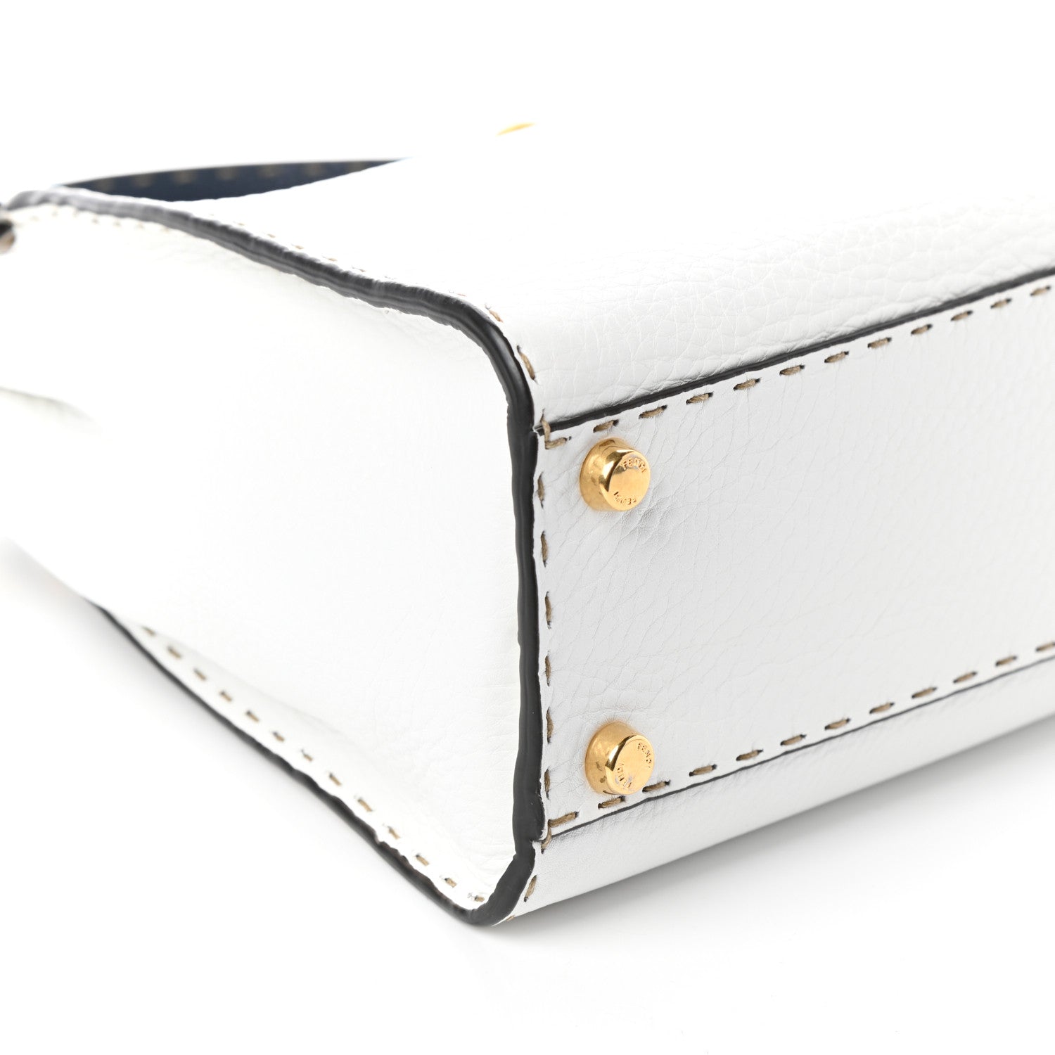 Fendi Cuoio Romano Selleria Tri-color Medium Peekaboo Iconic Satchel White Indaco Saddler 8 of 9