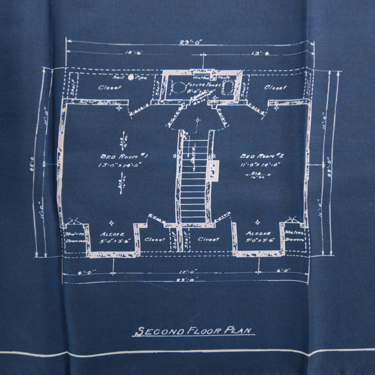 Louis Vuitton Silk Floor Plan Print Scarf Blue 3 of 6