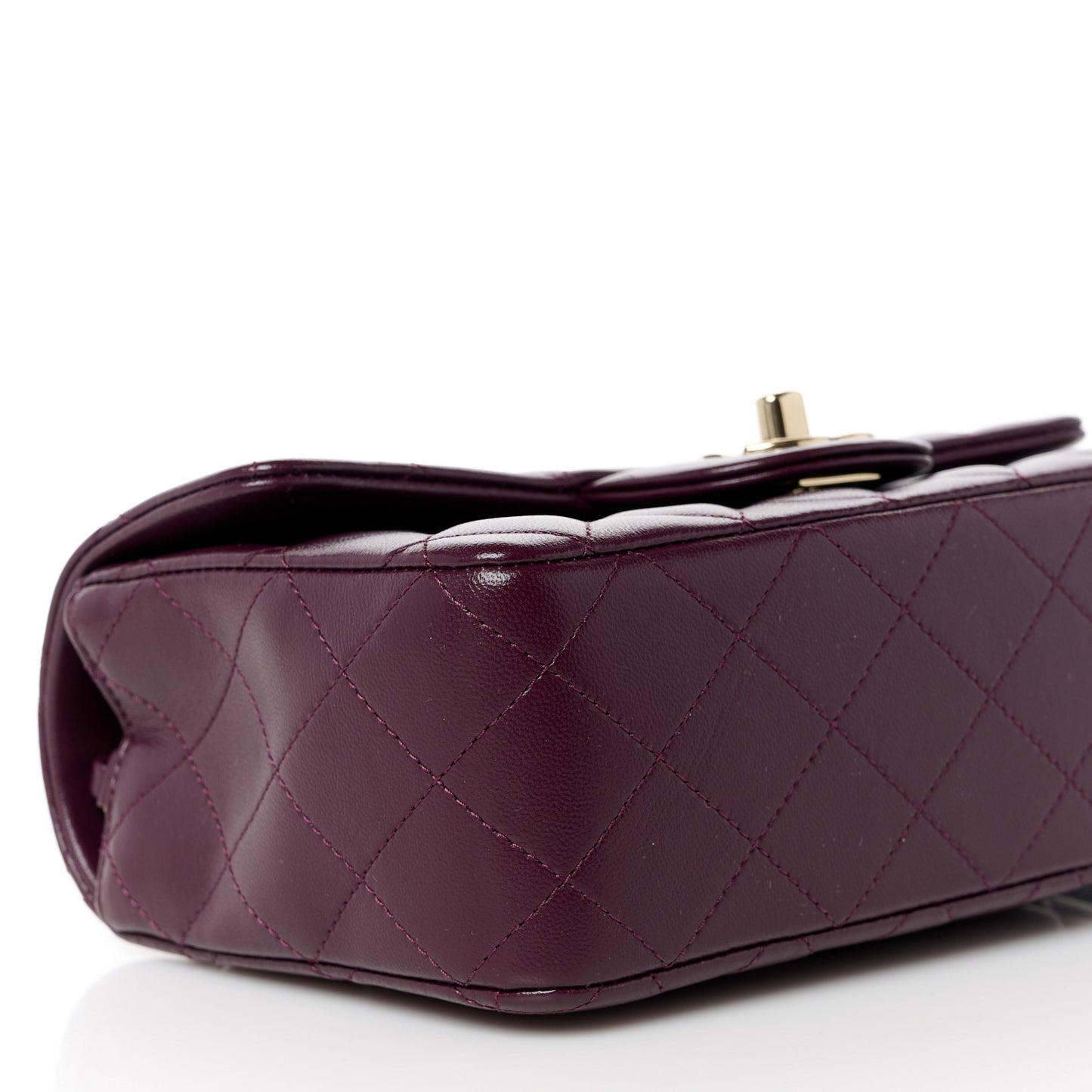 Lambskin Quilted Mini Rectangular Flap Burgundy