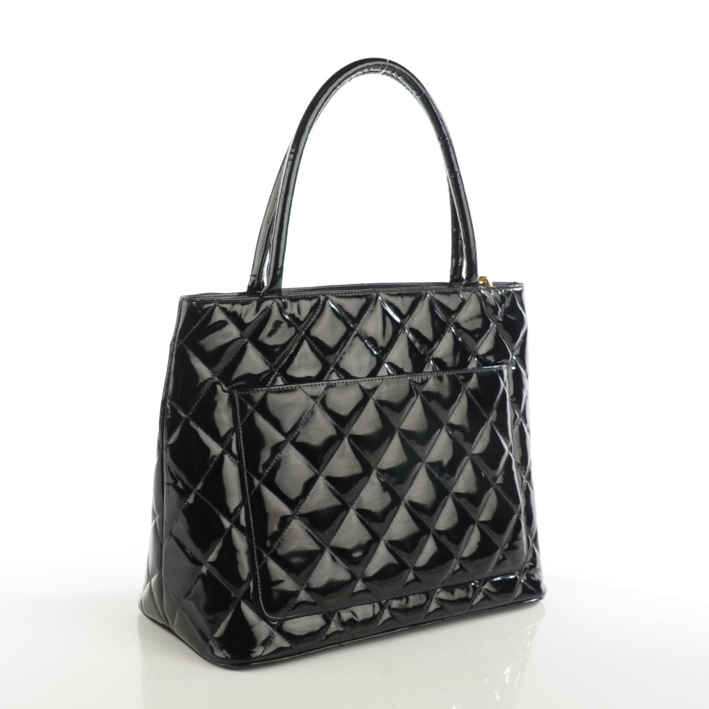 CHANEL Patent Quilted Medallion Tote Black