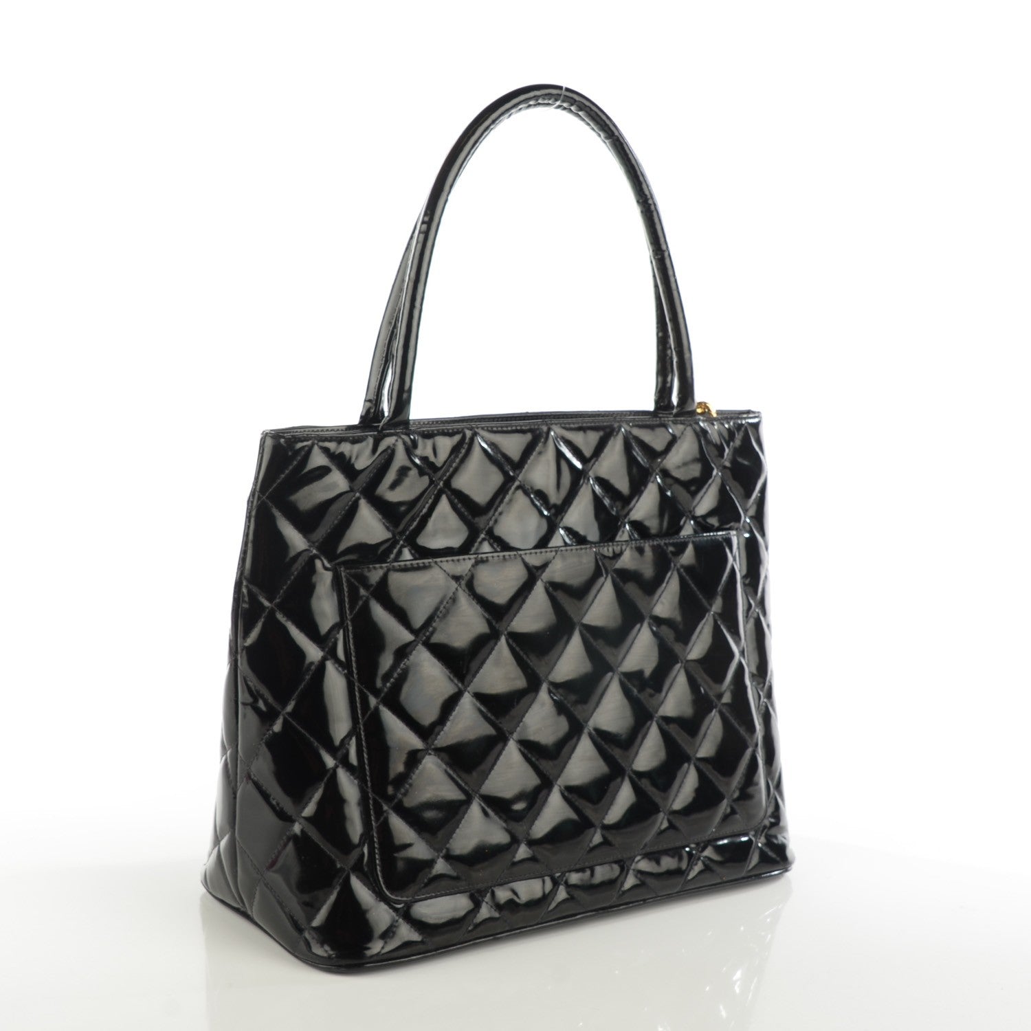 Louis Vuitton CHANEL Patent Quilted Medallion Tote Black 3 of 8