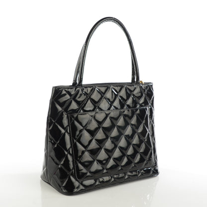 Louis Vuitton CHANEL Patent Quilted Medallion Tote Black 3 of 8