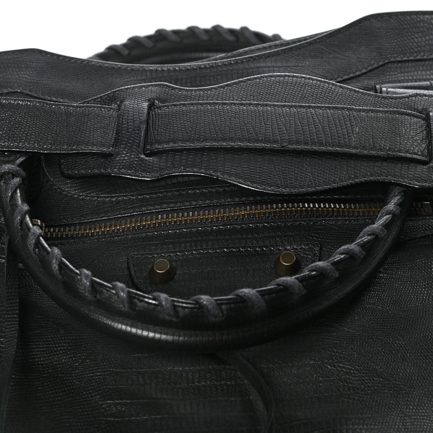 Calfskin Lizard Embossed Classic Hardware City Black