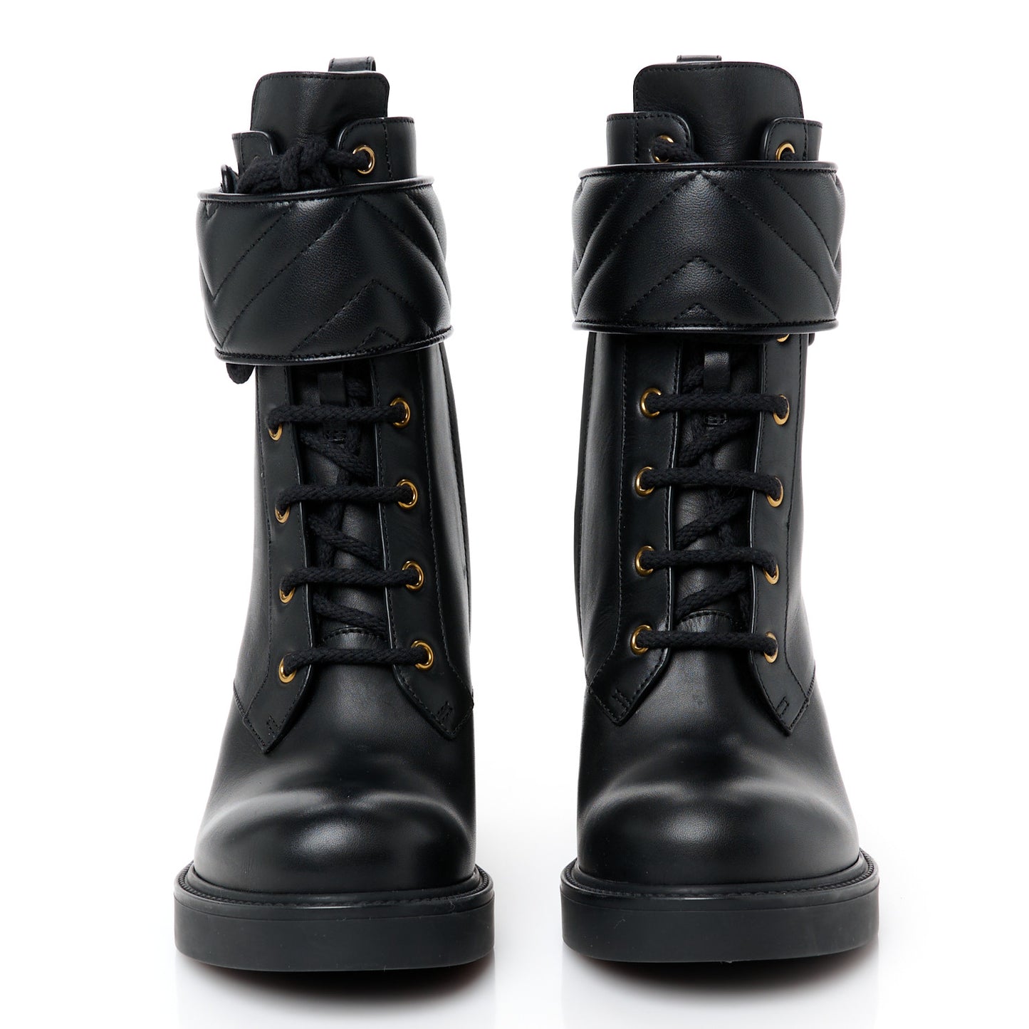 Flores Calfskin Nappa Charlotte Matelasse Ankle Boots 37.5 Black