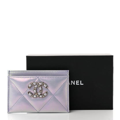 Chanel Iridescent Calfskin Quilted Chanel 19 Card Holder Light Purple 9 of 9