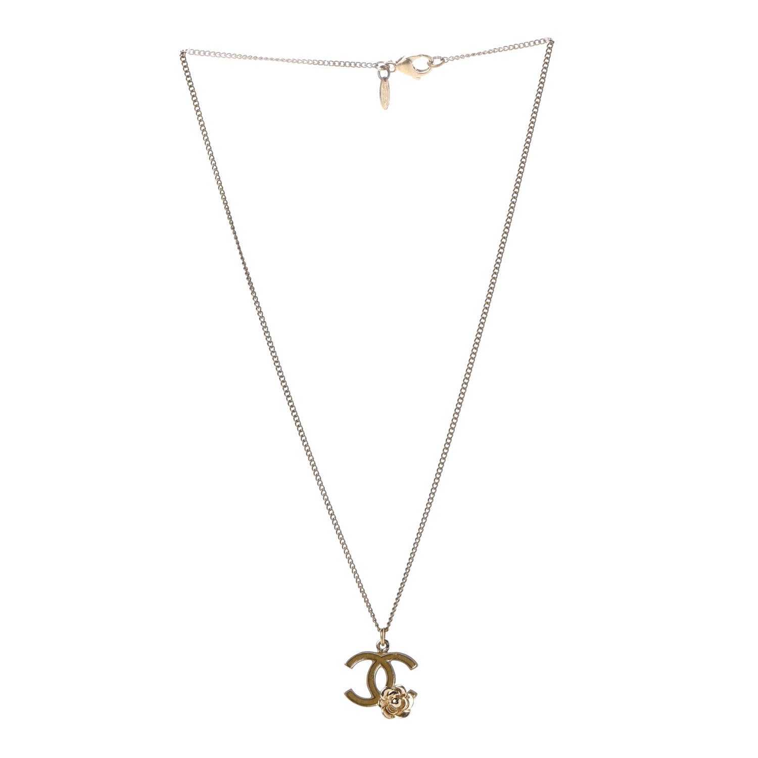 Chanel Resin CC Camellia Flower Necklace Gold 3 of 7