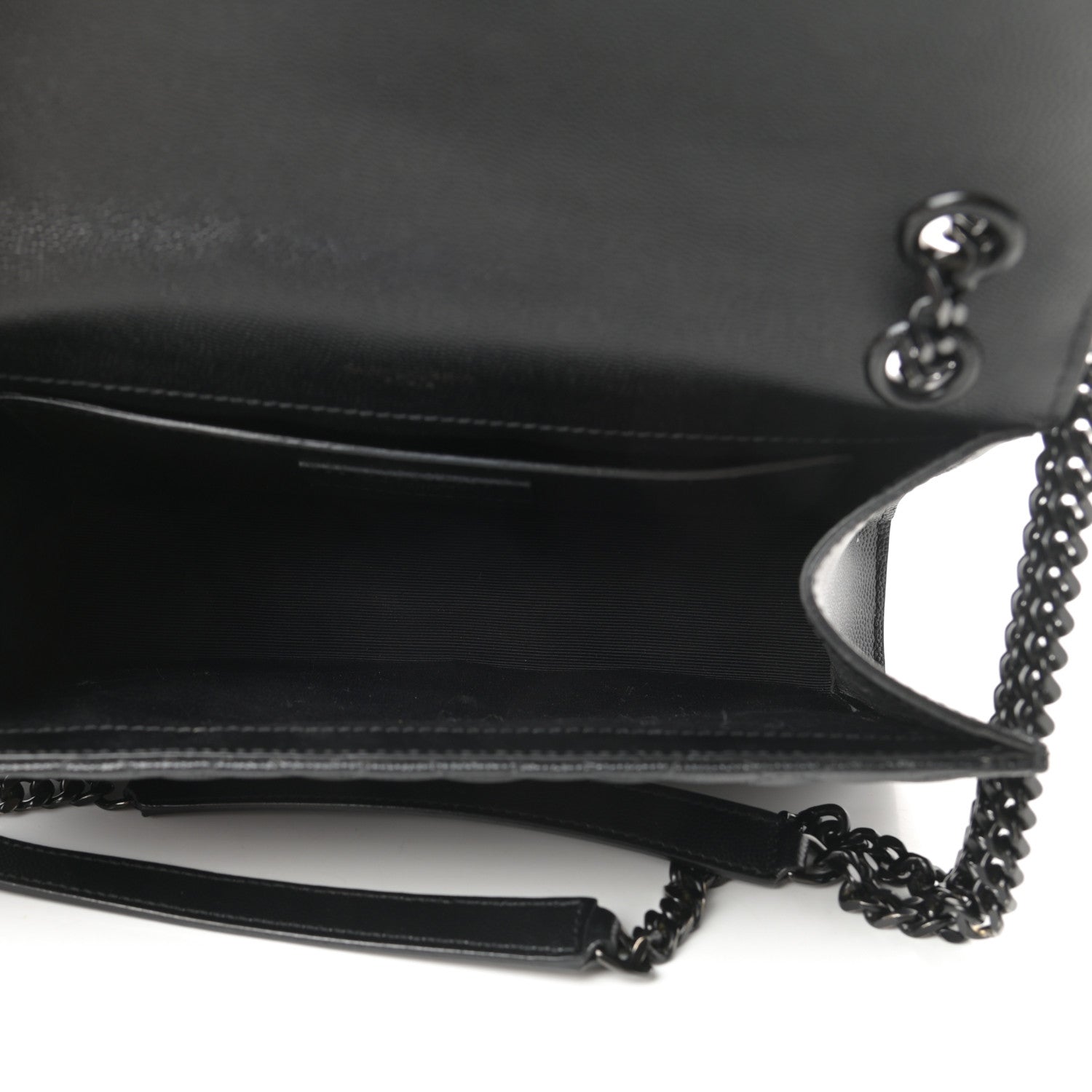 Saint Laurent Grain De Poudre Textured Mixed Matelasse Triquilt Medium Monogram Satchel Black 5 of 13