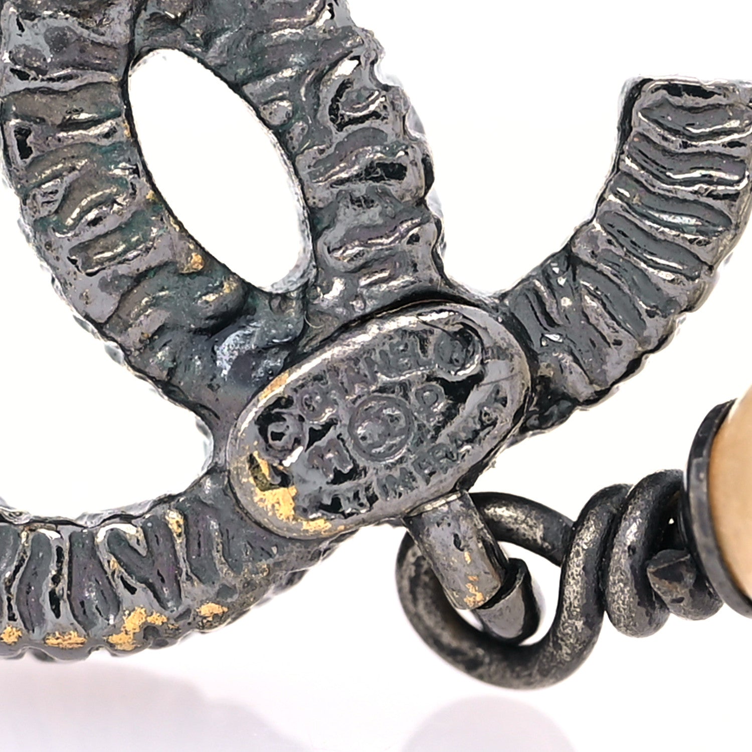 Chanel Ruthenium Pearl CC Drop Earrings Dark Silver 4 of 4