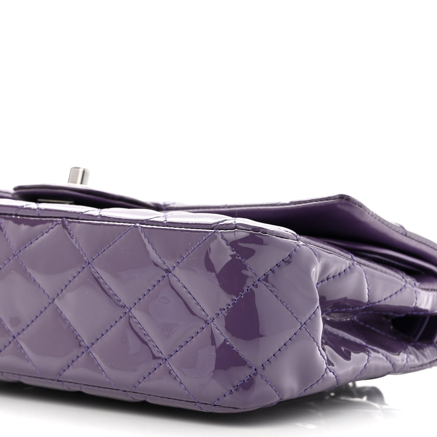 Patent Quilted Medium Double Flap Light Purple