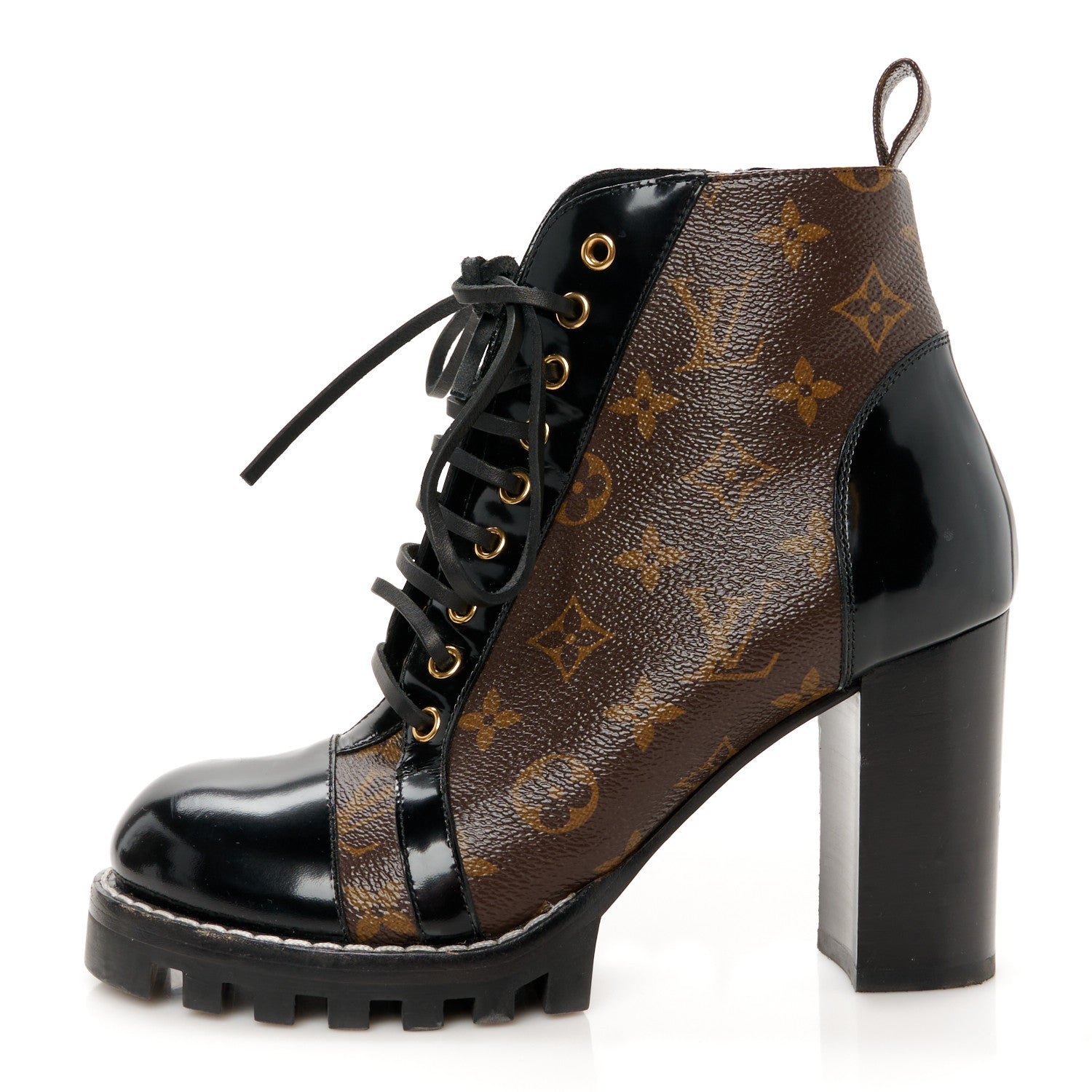 Louis Vuitton Patent Calfskin Monogram Star Trail Ankle Boots 39.5 Black 1 of 8