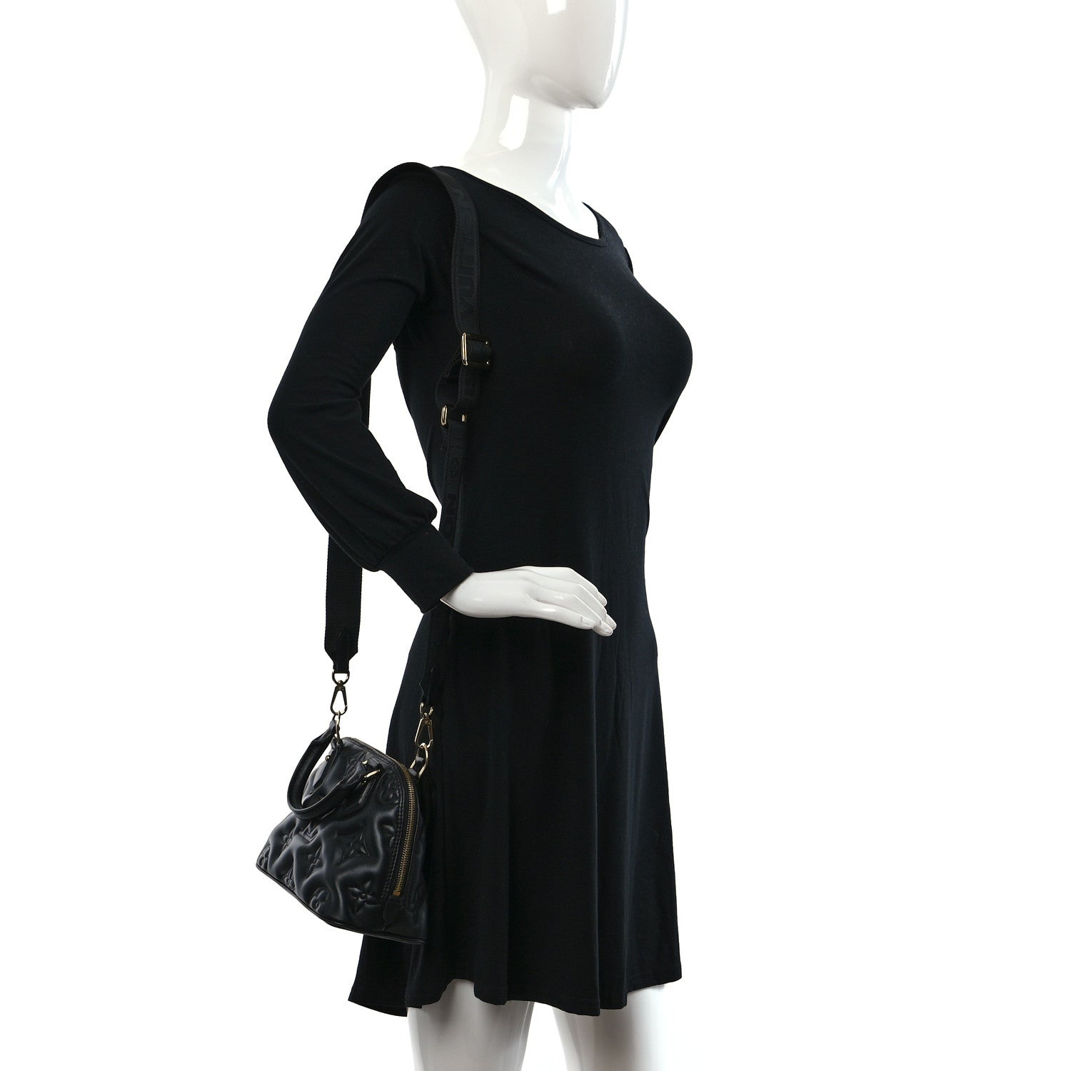 Louis Vuitton Calfskin Bubblegram Alma BB Black 2 of 8