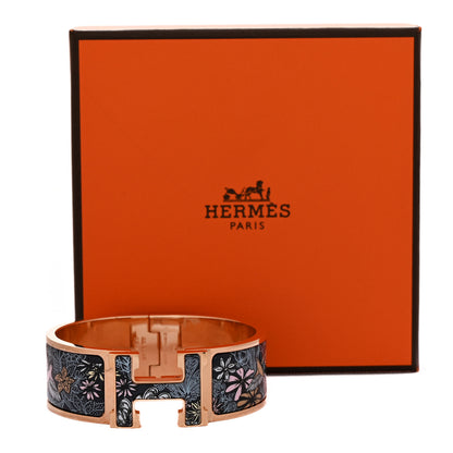 Hermes Enamel Printed Wide Sous Un Battement D'Ailes Clic Clac H Bracelet PM Galaxie 6 of 6