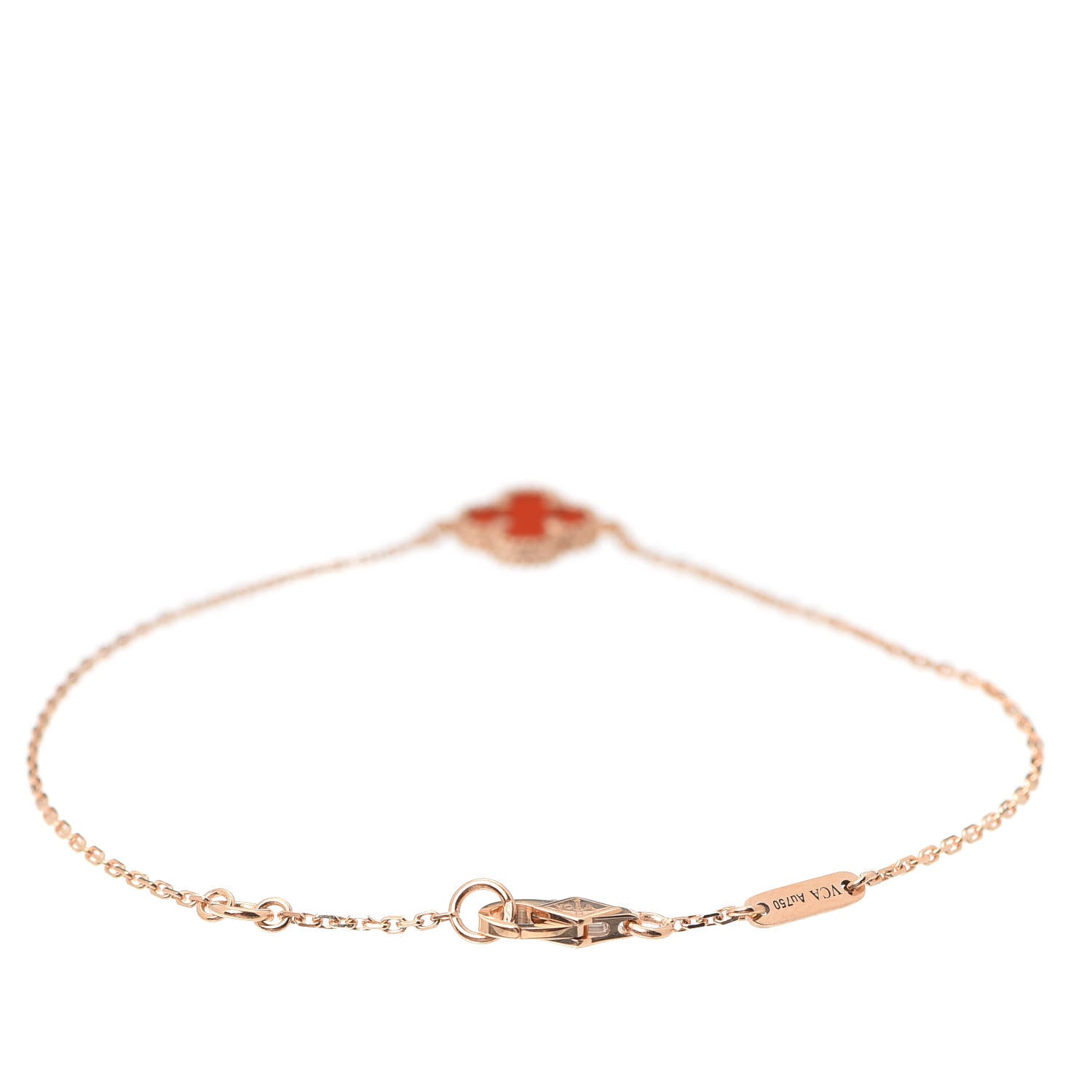 Van Cleef & Arpels 18K Rose Gold Carnelian Sweet Alhambra Bracelet 3 of 8
