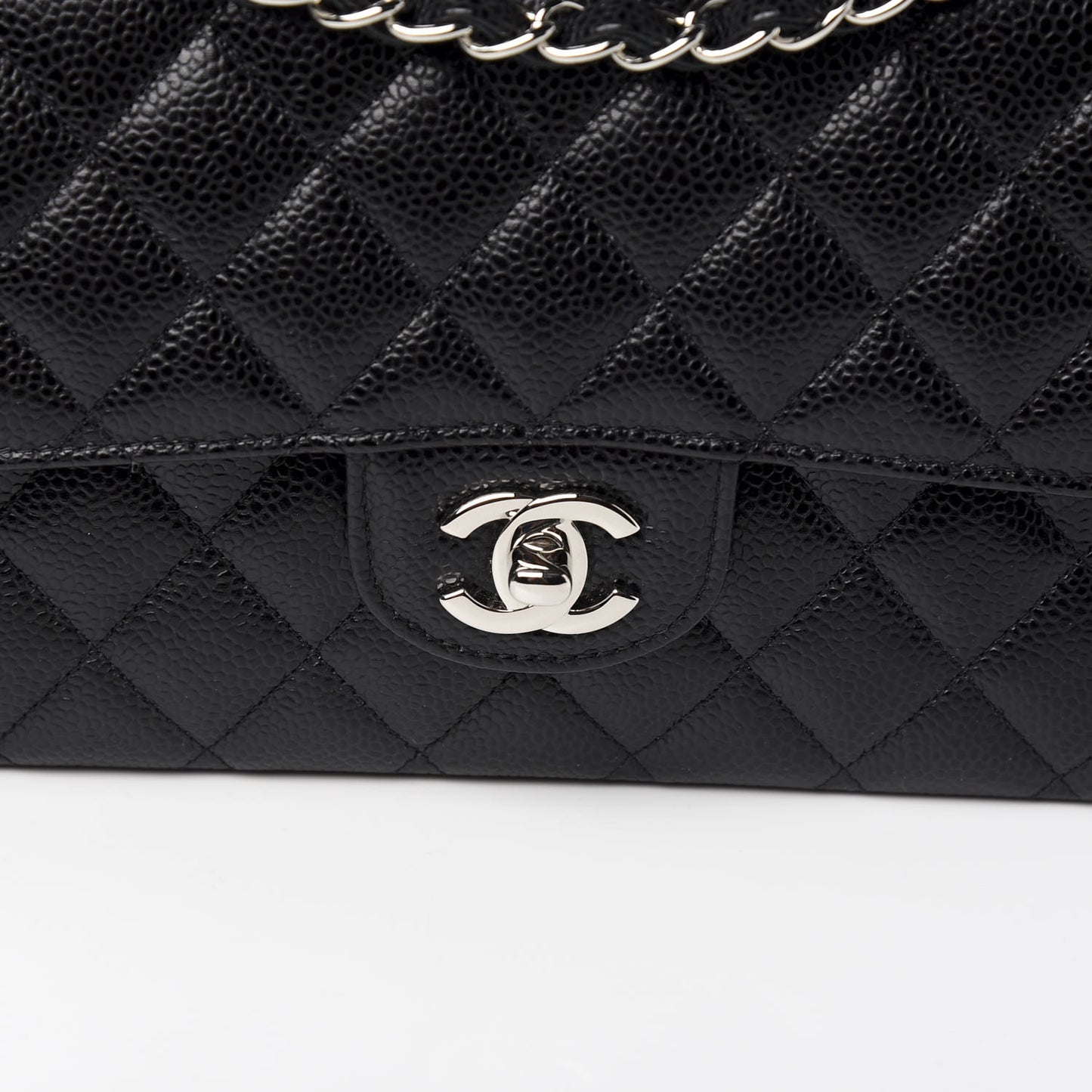 Caviar Quilted Medium Double Flap Black