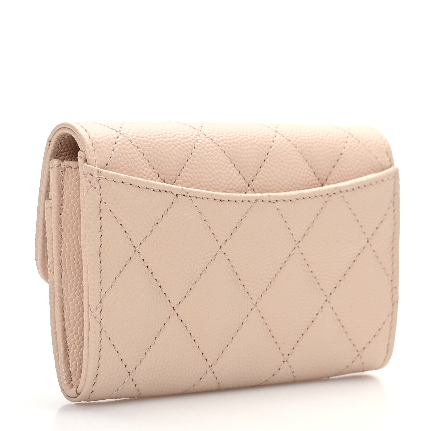 Chanel Caviar Quilted Flap Card Holder Wallet Light Beige 3 of 8