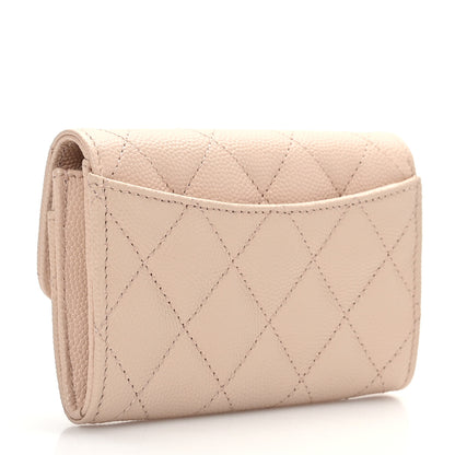 Chanel Caviar Quilted Flap Card Holder Wallet Light Beige 3 of 8