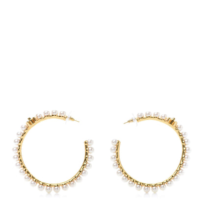 Chanel Pearl CC More Is More Hoop Earrings Gold 1 of 7