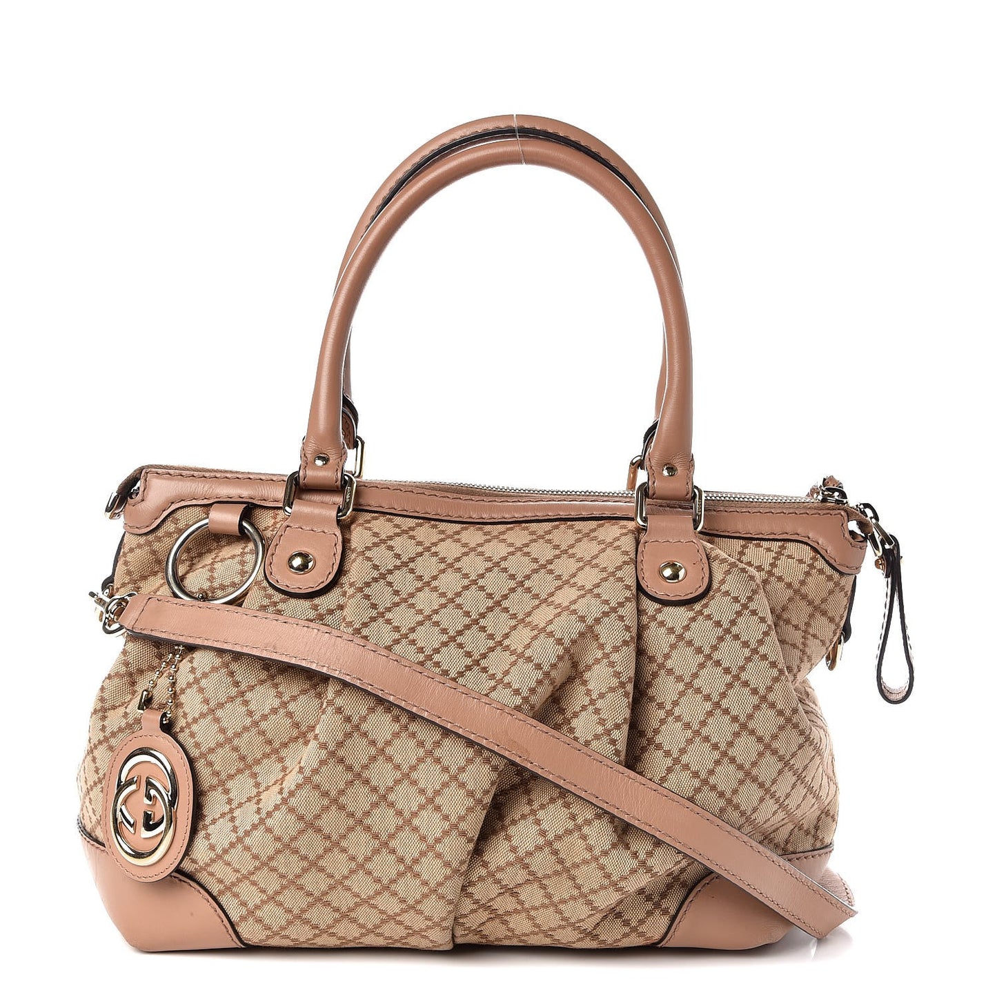 Diamante Medium Sukey Top Handle Bag Beige Pink