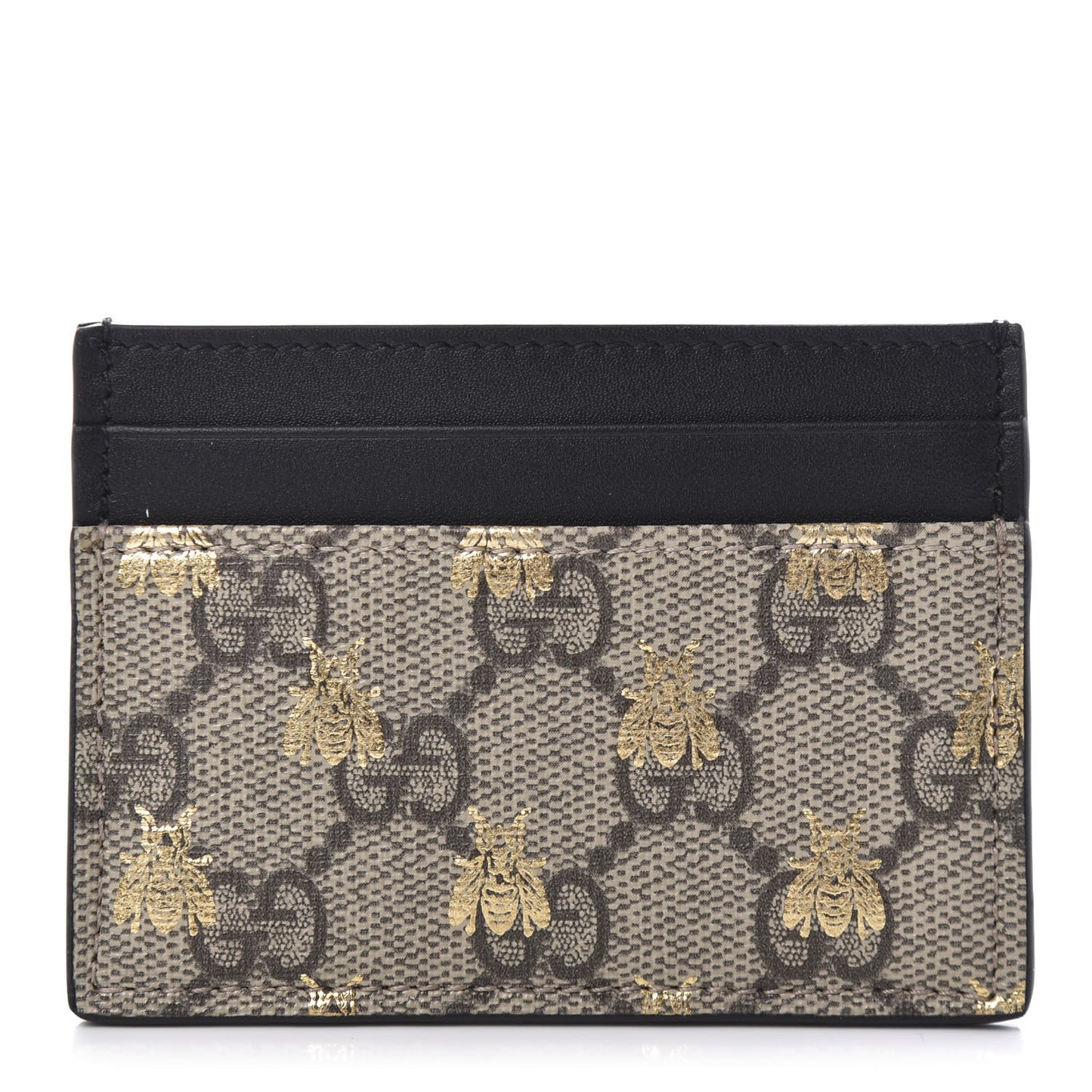 GG Supreme Monogram Bees Card Holder Black