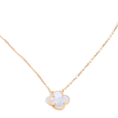 Van Cleef & Arpels 18K Yellow Gold Mother of Pearl Vintage Alhambra Pendant Necklace 1 of 6