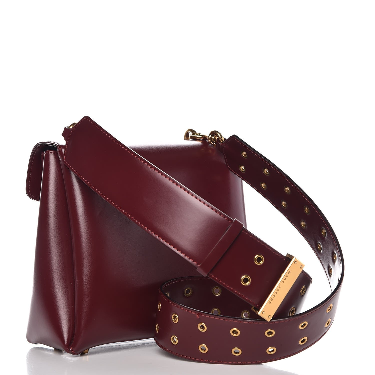 Marc Jacobs Calfskin St. Marc Shoulder Bag Burgundy 3 of 9