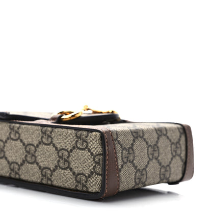 Gucci GG Supreme Monogram Mini Horsebit 1955 Crossbody Bag Beige Brown Sugar 8 of 9