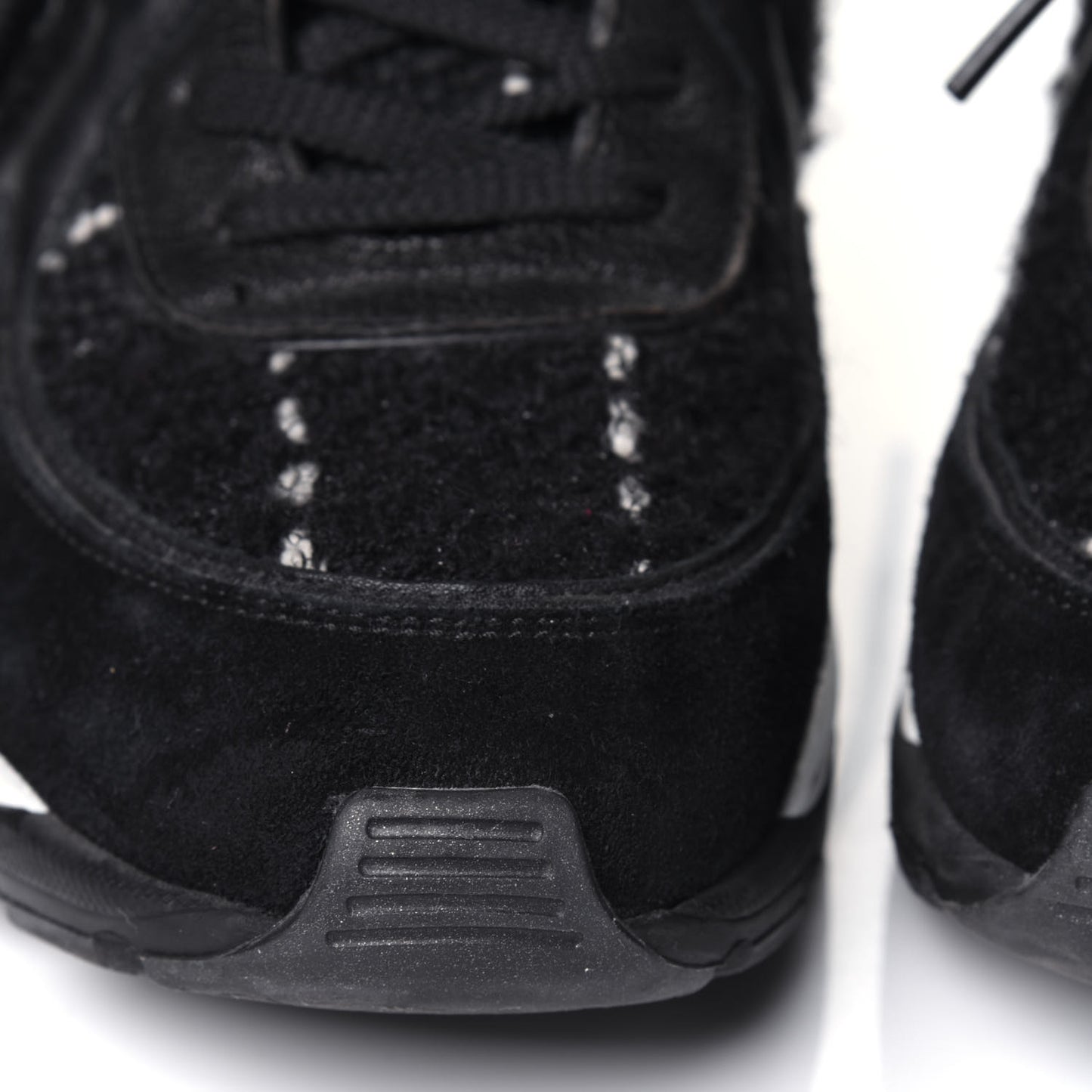 Tweed Suede Goatskin CC Sneakers 37 Black White