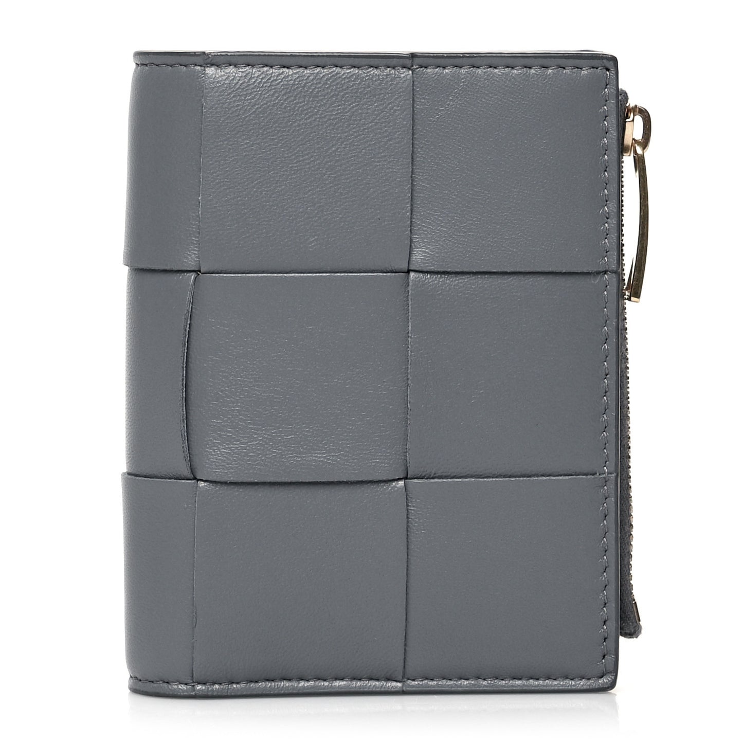 Nappa Maxi Intrecciato Bifold Zip Wallet Thunder