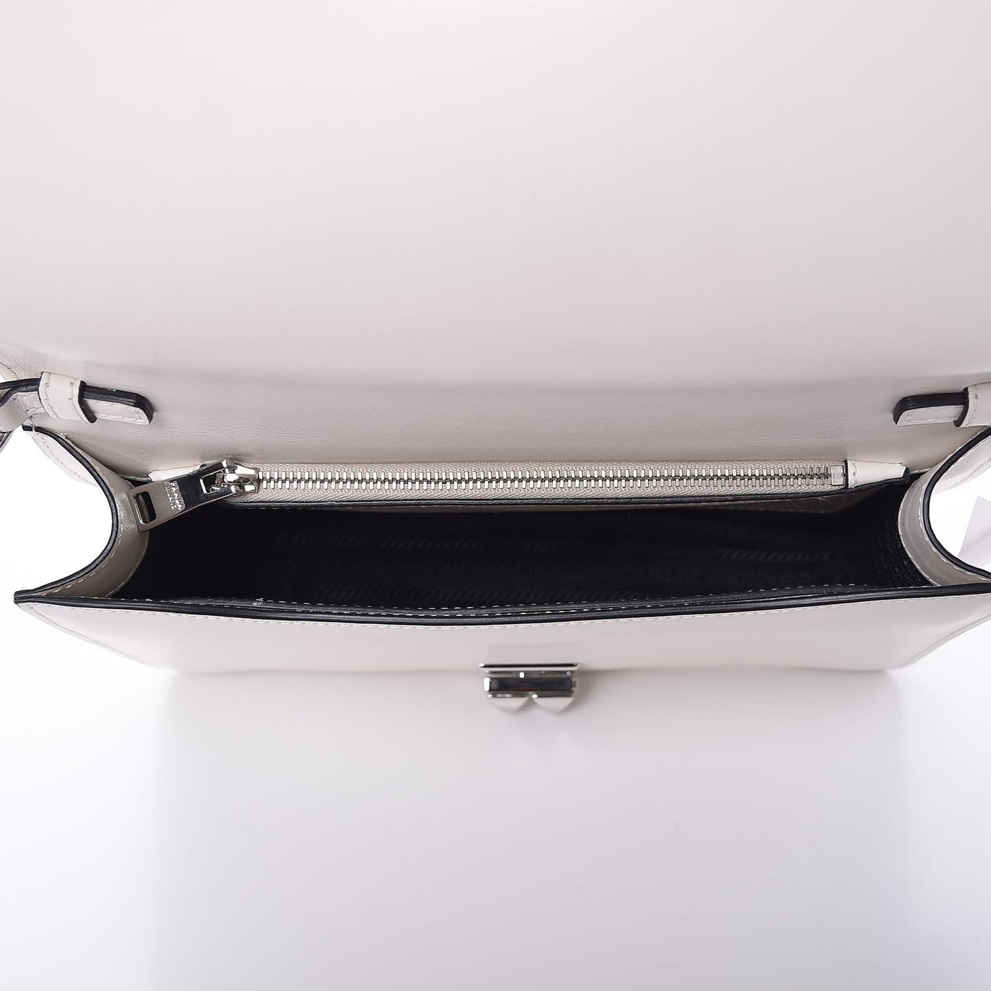 Saffiano City Calfskin Studded Large Elektra Shoulder Bag White