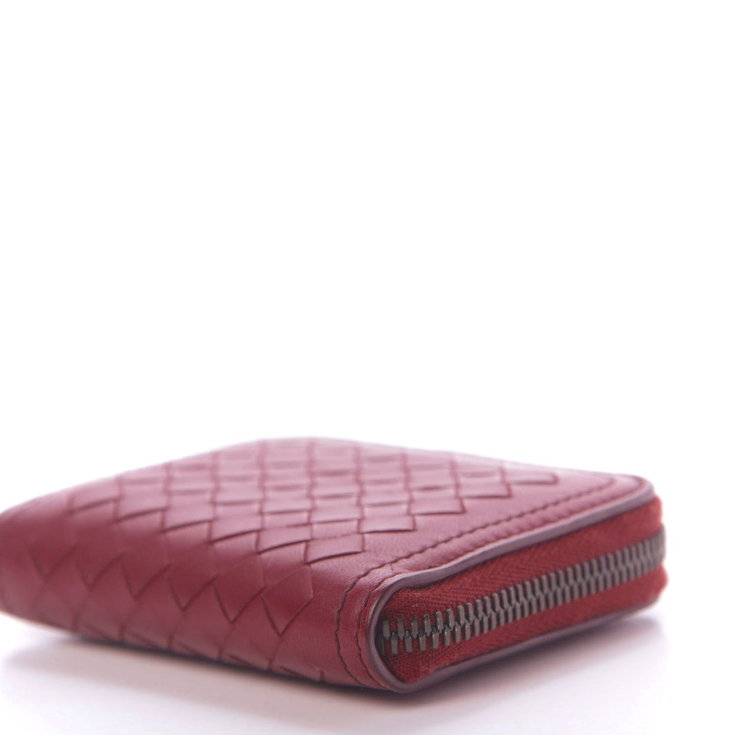 Nappa Intrecciato Zip Around Coin Purse Red