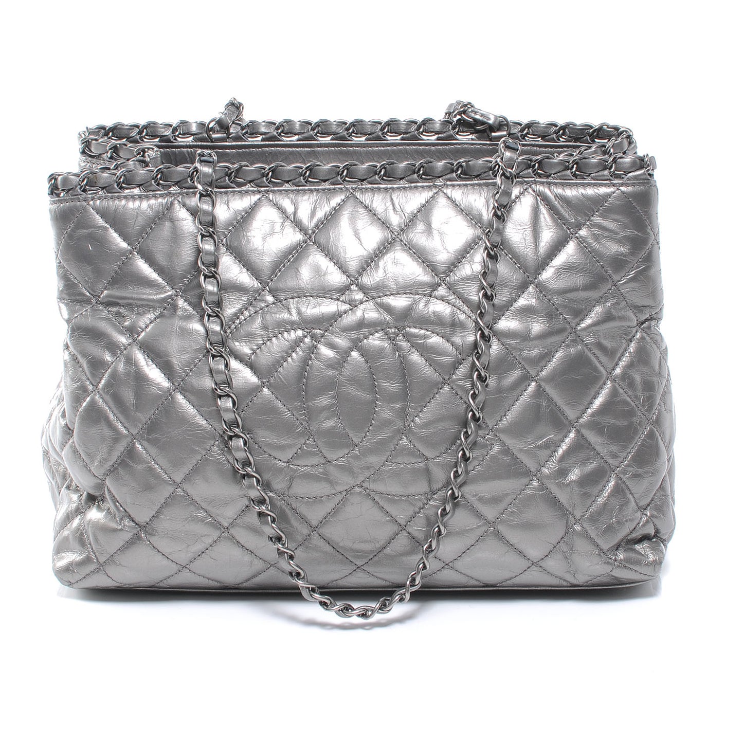 Calfskin Small Chain Me Tote Silver