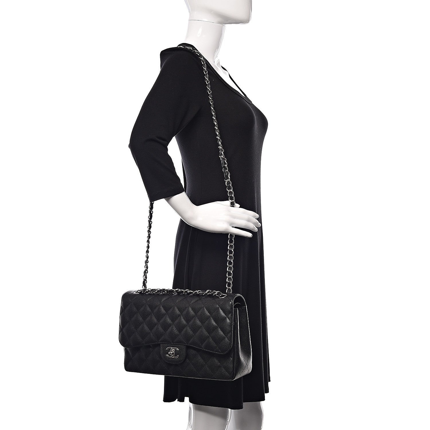 Chanel Caviar Quilted Jumbo Double Flap Black 2 of 10