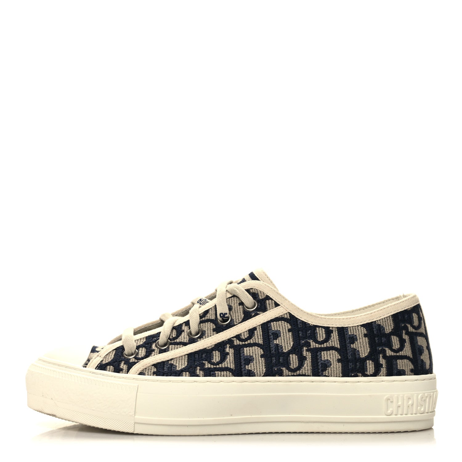 Christian Dior Canvas Oblique Walk'N'Dior Low Top Sneakers 37.5 Deep Blue 1 of 10