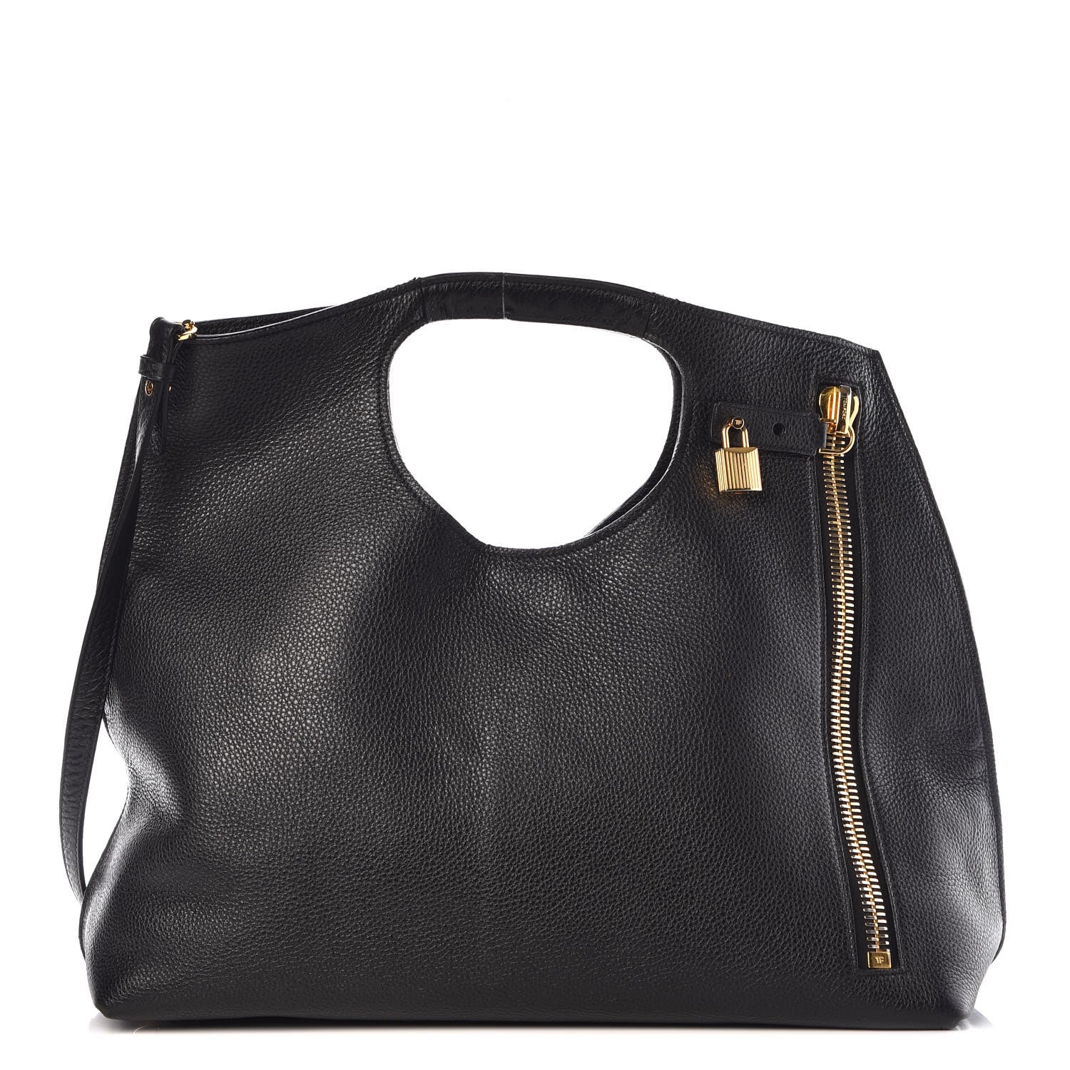 Tom Ford Calfskin Large Alix Padlock Zip Shoulder Bag Black 1 of 18